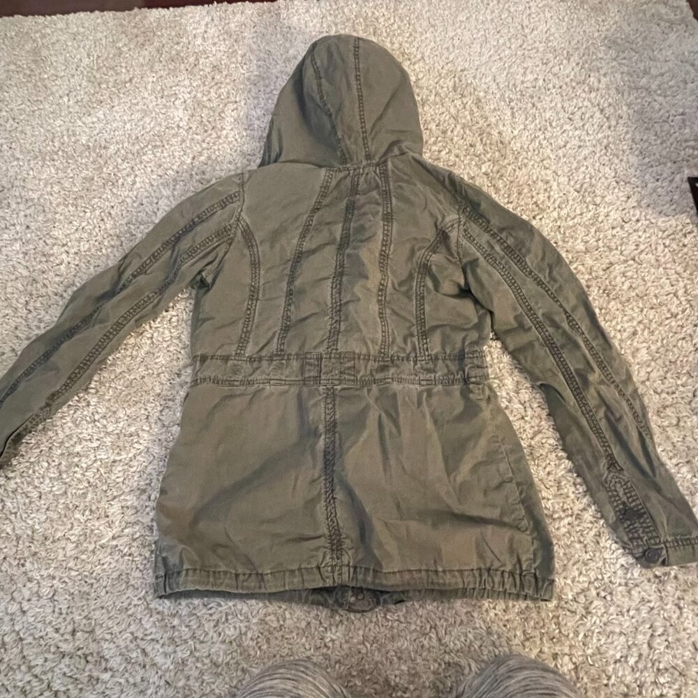 KUT From The Kloth Olive Utility Jacket Hooded Size M - Picture 7 of 9